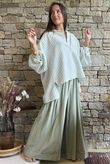 Ginny Gingham Balloon Sleeve Blouse Soft Sage